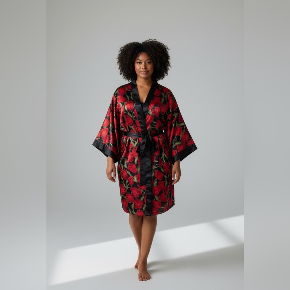 Vintage Floral Chemise & Robe Set 1xl